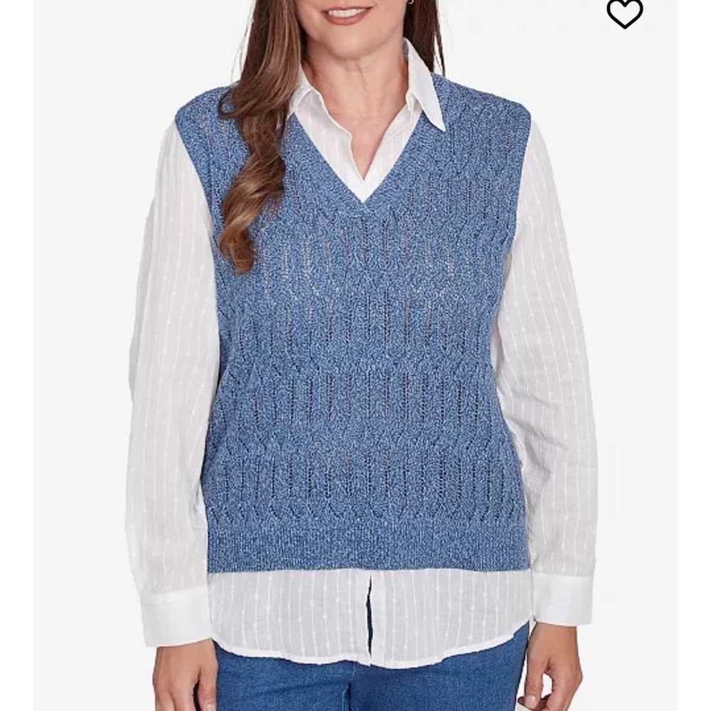 Alfred Dunner Blue V-Neck Sweater